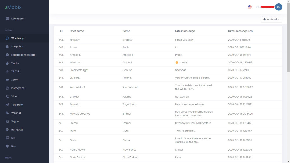 uMobix social monitoring